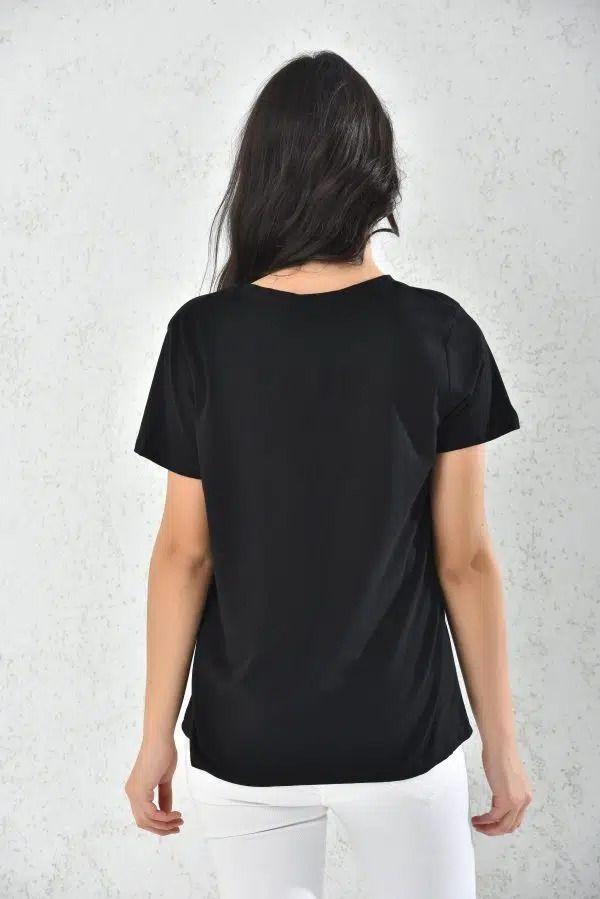 Polera Casual Negro Mujer Manga Corta -2