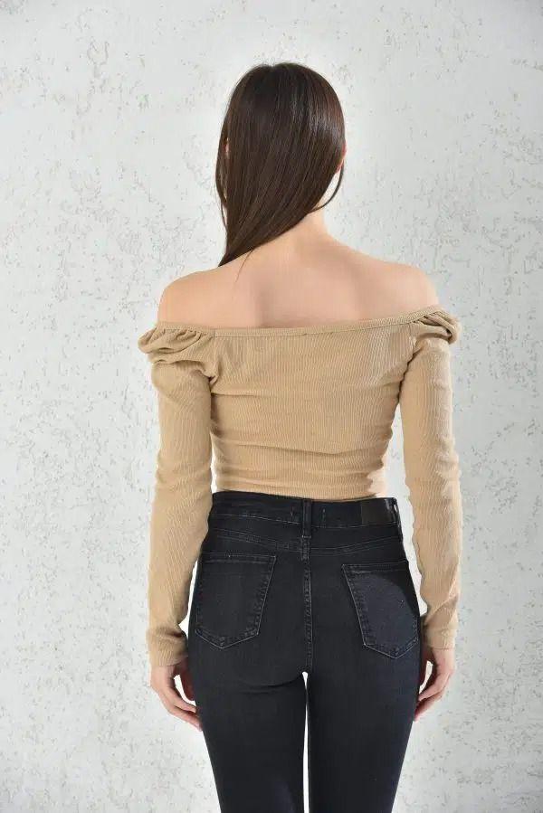 Polera Mujer Crop Beige Ajustable Sarah&Ella-4