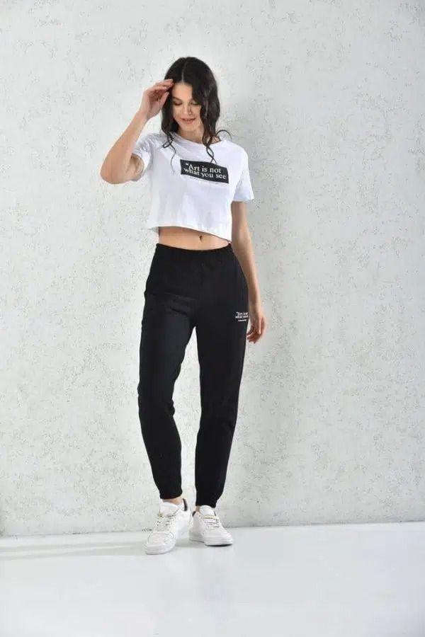 Conjunto Crop Top & Pantalon Mujer Manga Corta Sarah&Ella-2