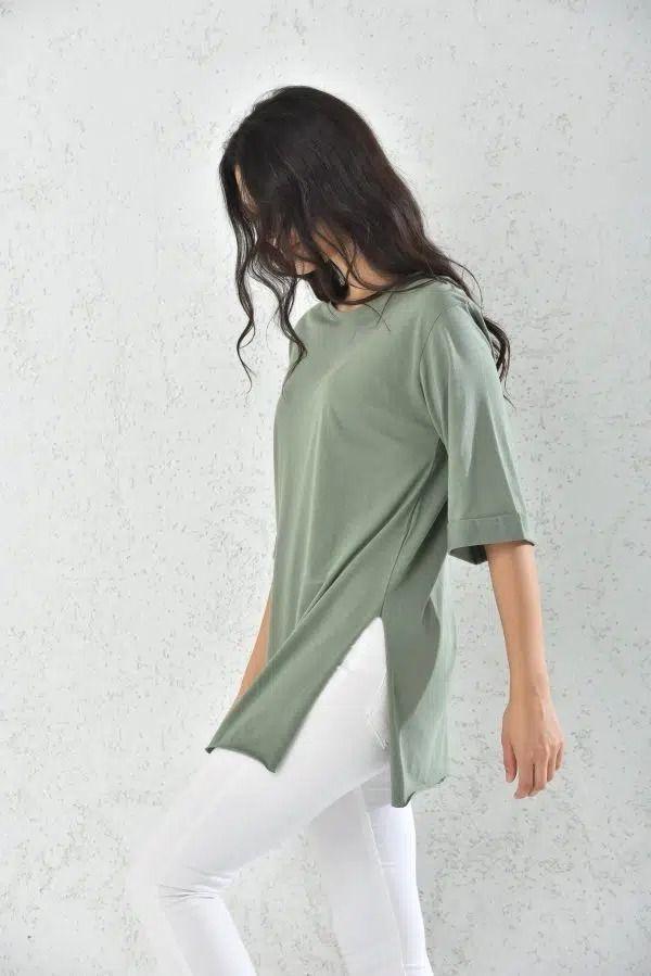 Polera Mujer Verde Pastel Talla M-3