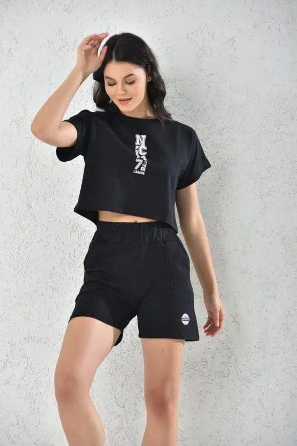 Conjunto Mujer Short & Polera Negro Sarah&Ella-2