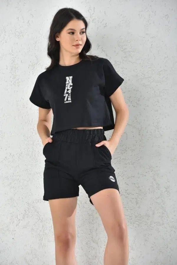 Conjunto Mujer Short & Polera Negro Sarah&Ella-4