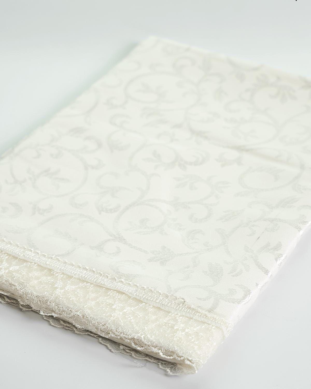 Mantel Antimanchas Beige Bordado con Encaje-2