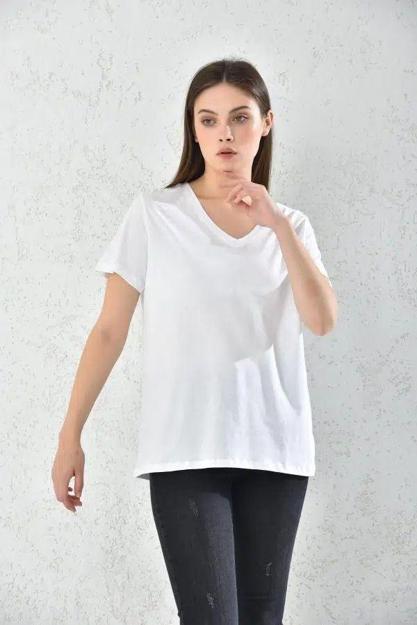 Polera Mujer Blanco Casual Manga Corta -2
