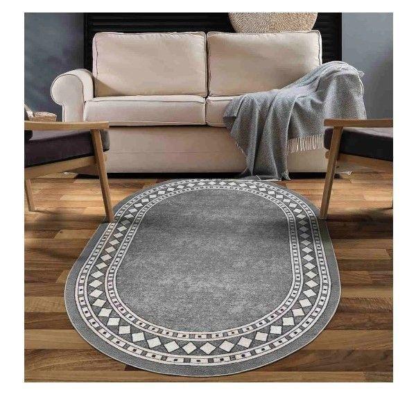 Alfombra Redonda Gris 150x150 cm Antideslizante Con Goma -4