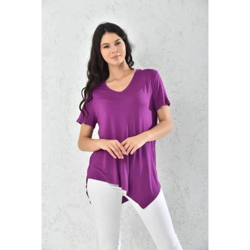 Polera Morado Manga Corta Asimétrica Mujer-2