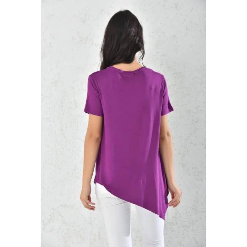 Polera Morado Manga Corta Asimétrica Mujer-3
