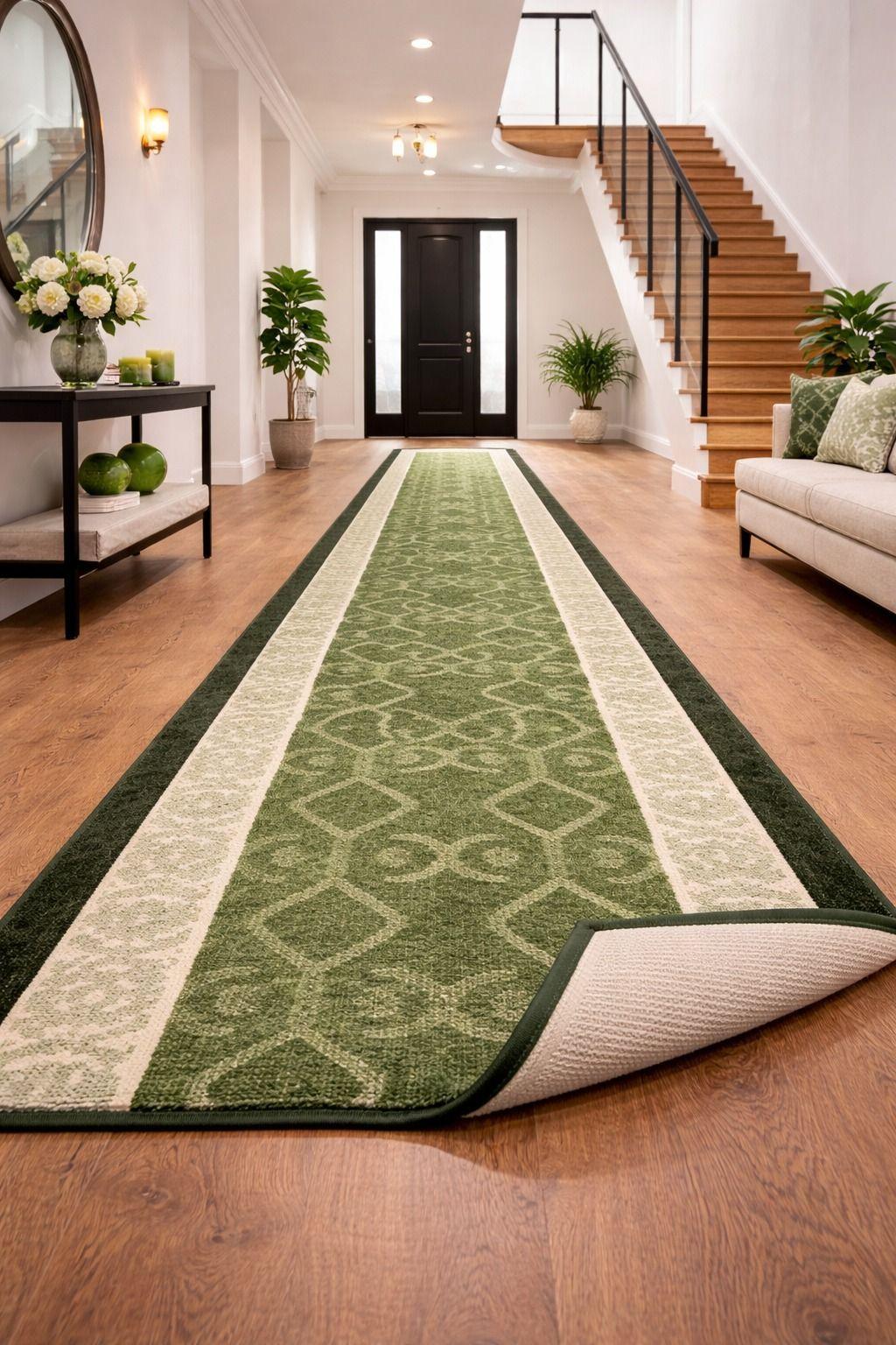 Alfombra de Pasillo Verde 67 cm x 7 metros con Goma Sin Overlock-0
