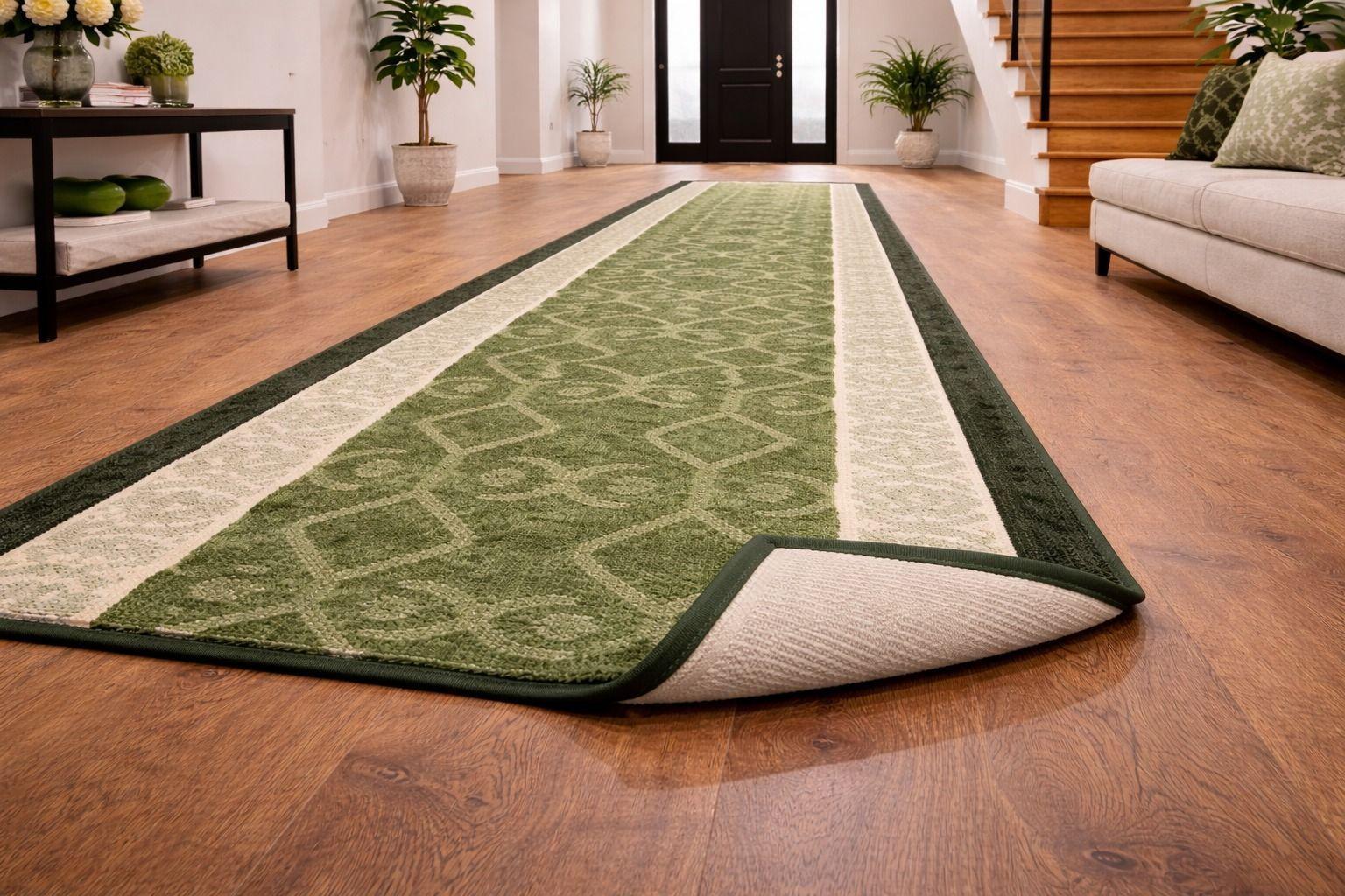 Alfombra de Pasillo Verde 67 cm x 7 metros con Goma Sin Overlock-2