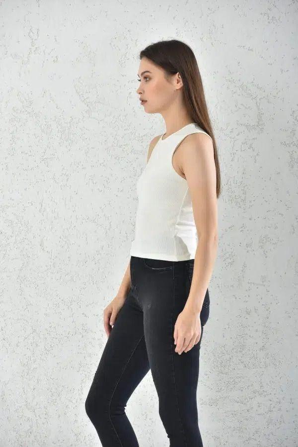 Polera Sin Manga Blanco para Mujer-4