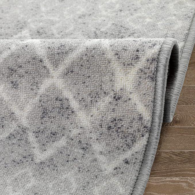 ALFODIA Alfombra Turca Redonda Gris Antideslizante 160x160 cm -2