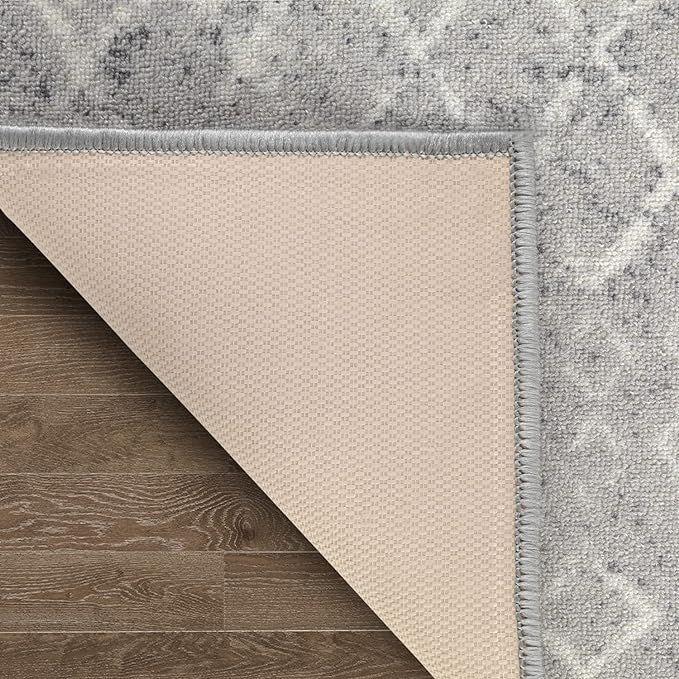 ALFODIA Alfombra Turca Redonda Gris Antideslizante 160x160 cm -3