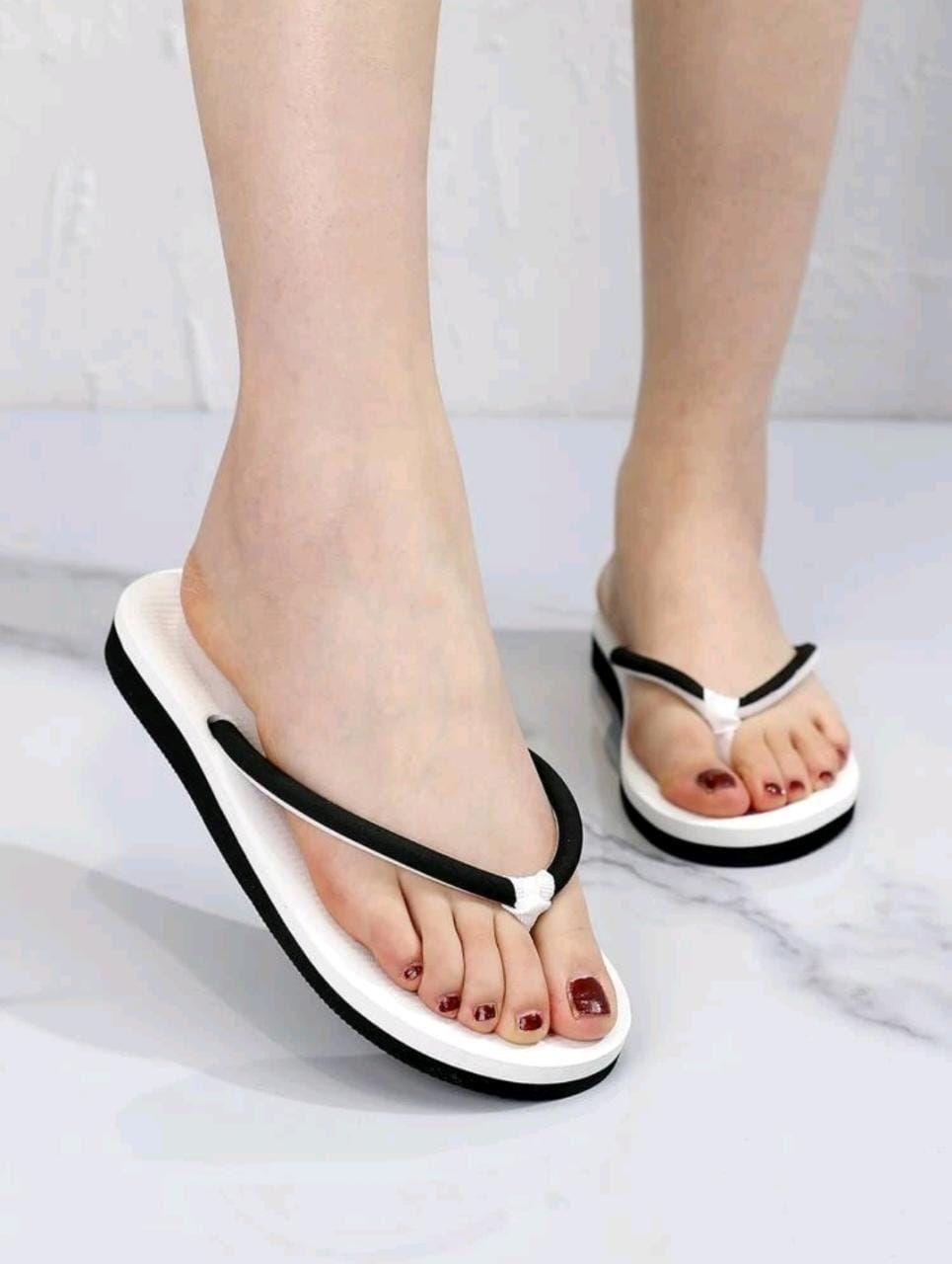Sandalia de Dedo Mujeres Negro Blanco para Verano-5