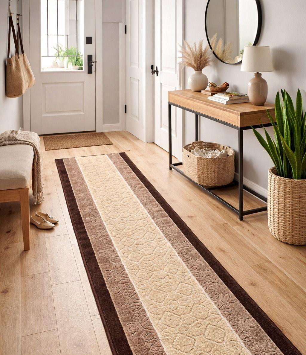 Alfombra Pasillo 70 cm x 3 metros  Café Antideslizante Sin Overlock -1