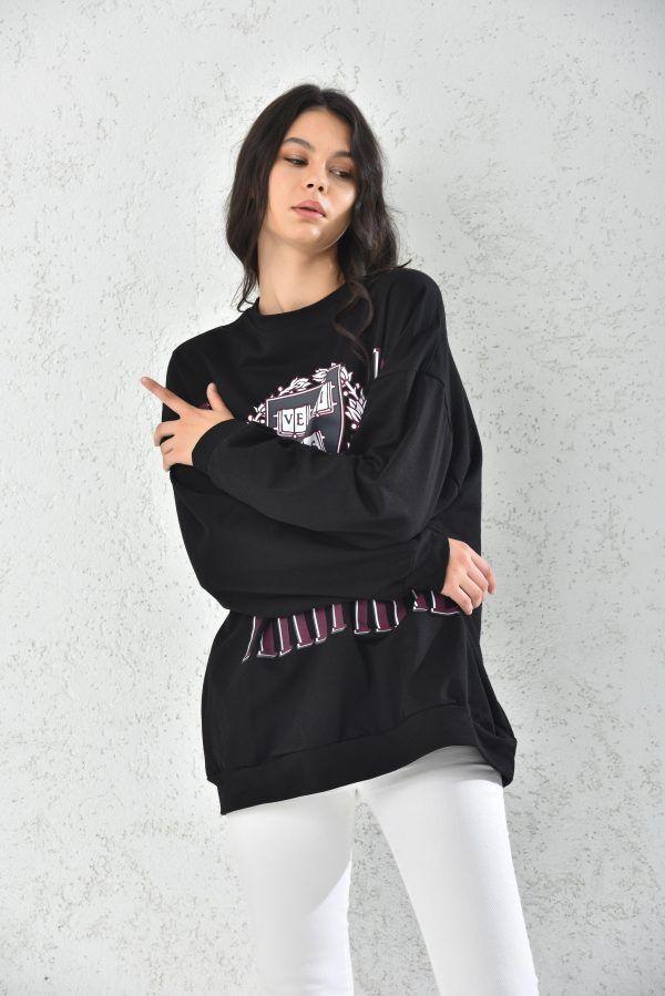 Poleron Oversize Mujer Negro Sarah&Ella-3
