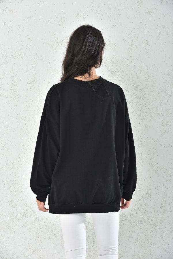 Poleron Oversize Mujer Negro Sarah&Ella-4