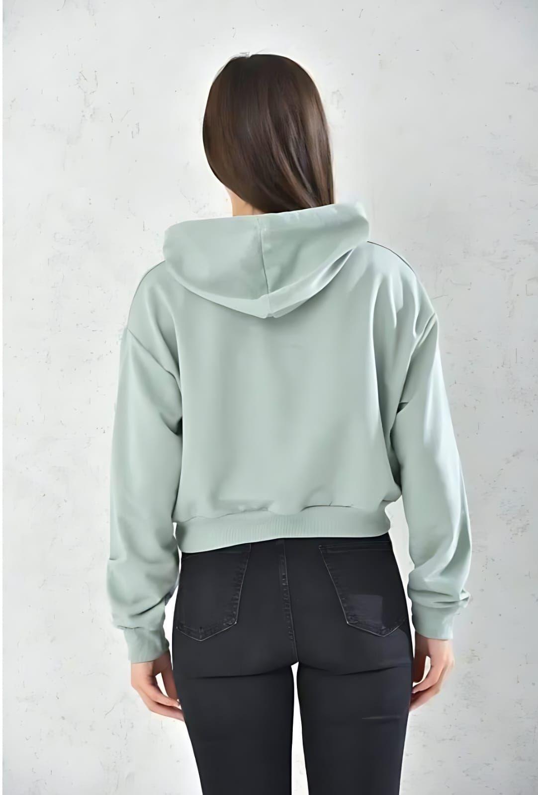 Poleron Crop Mujer Verde Con Capucha Sarah&Ella-5