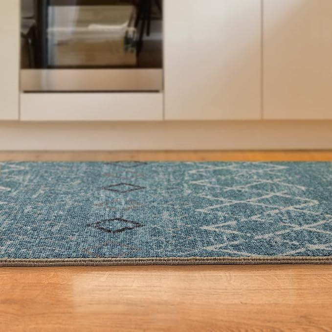 ALFODIA Alfombra Redonda Celeste Antideslizante 160x160 cm Con Goma-2