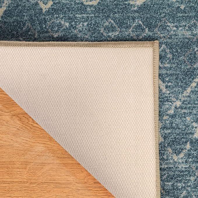 ALFODIA Alfombra Redonda Celeste Antideslizante 160x160 cm Con Goma-3