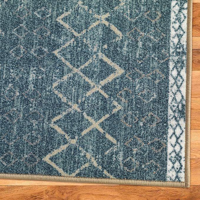 ALFODIA Alfombra Redonda Celeste Antideslizante 160x160 cm Con Goma-5