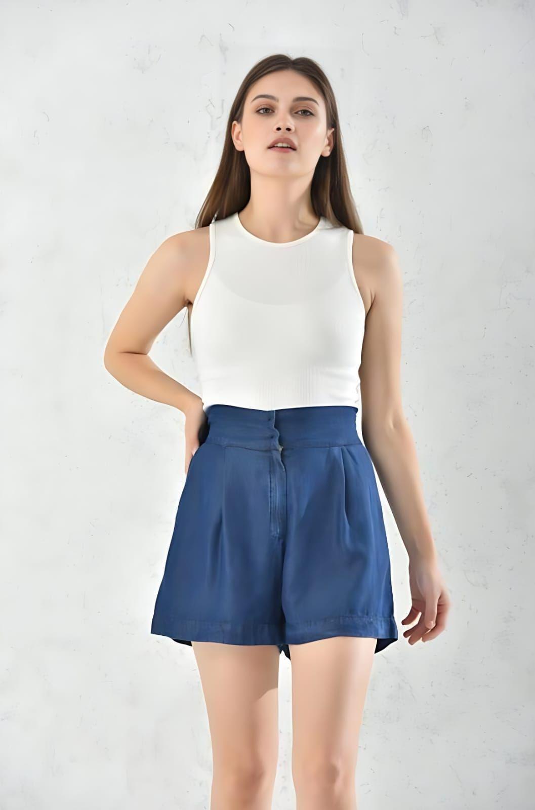 Short Denim Mujer Azul Holgado Sarah&Ella-2