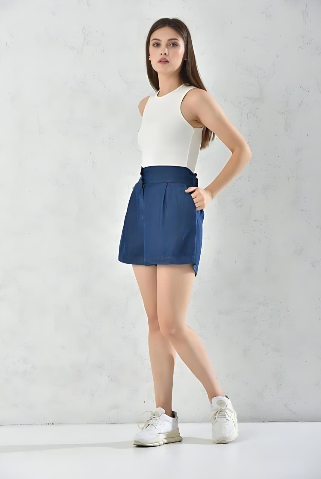 Short Denim Mujer Azul Holgado Sarah&Ella-3