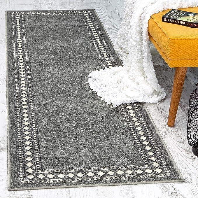 ALFODIA Alfombra de Pasillo Gris 60 x 210 cm Con Goma -1