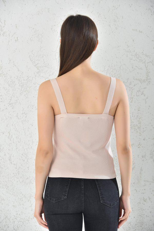 Polera Sin Manga Mujer Rosa Palido Con Cordon -2