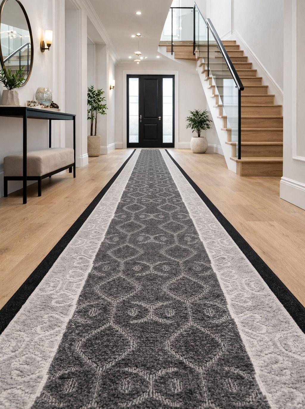 Alfombra de Pasillo Gris 67 cm x 10 metros con Goma Sin Overlock-0