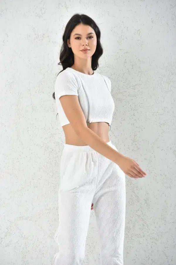 Conjunto PantalonDeportivo Mujer Blanco Abierto Sarah&Ella-5