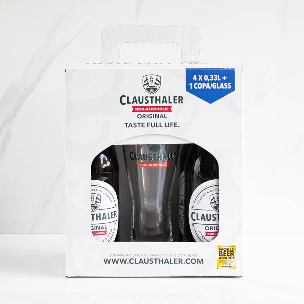 Pack 4 Cervezas Sin Alcohol Clausthaler + Vaso 330 cc-1