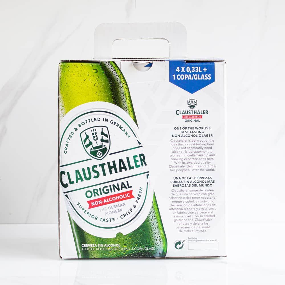 Pack 4 Cervezas Sin Alcohol Clausthaler + Vaso 330 cc-3