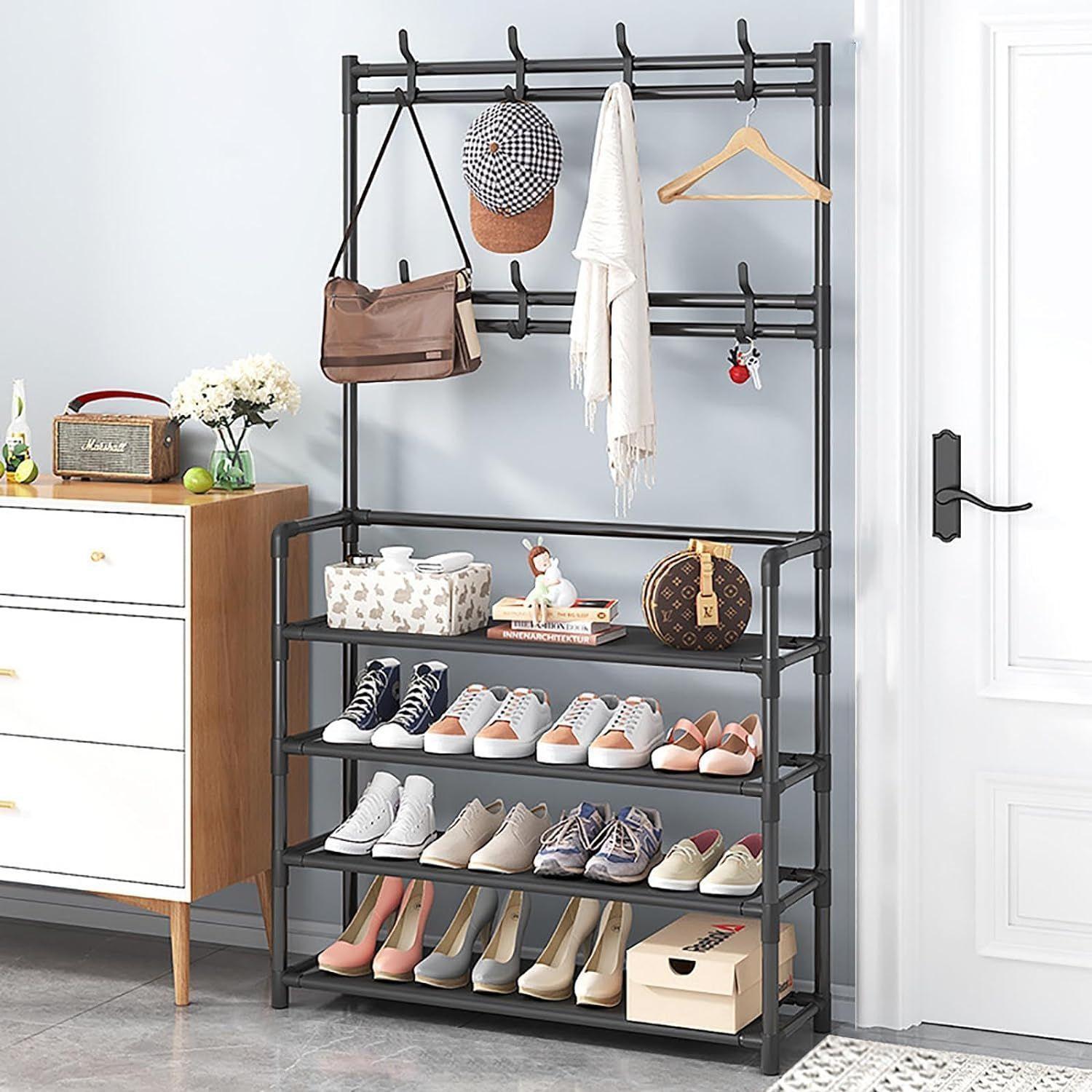 Organizador Perchero Zapatero Metalico Negro-1