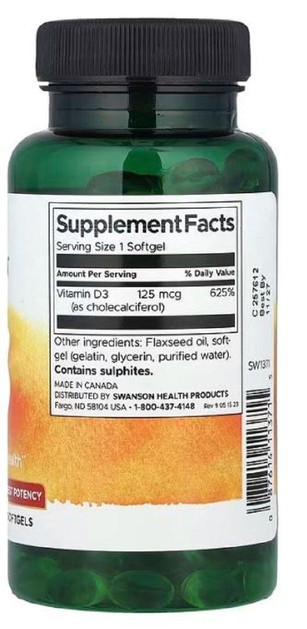 Swanson Vitamina D3 5000 Ui 250 Softgels-1