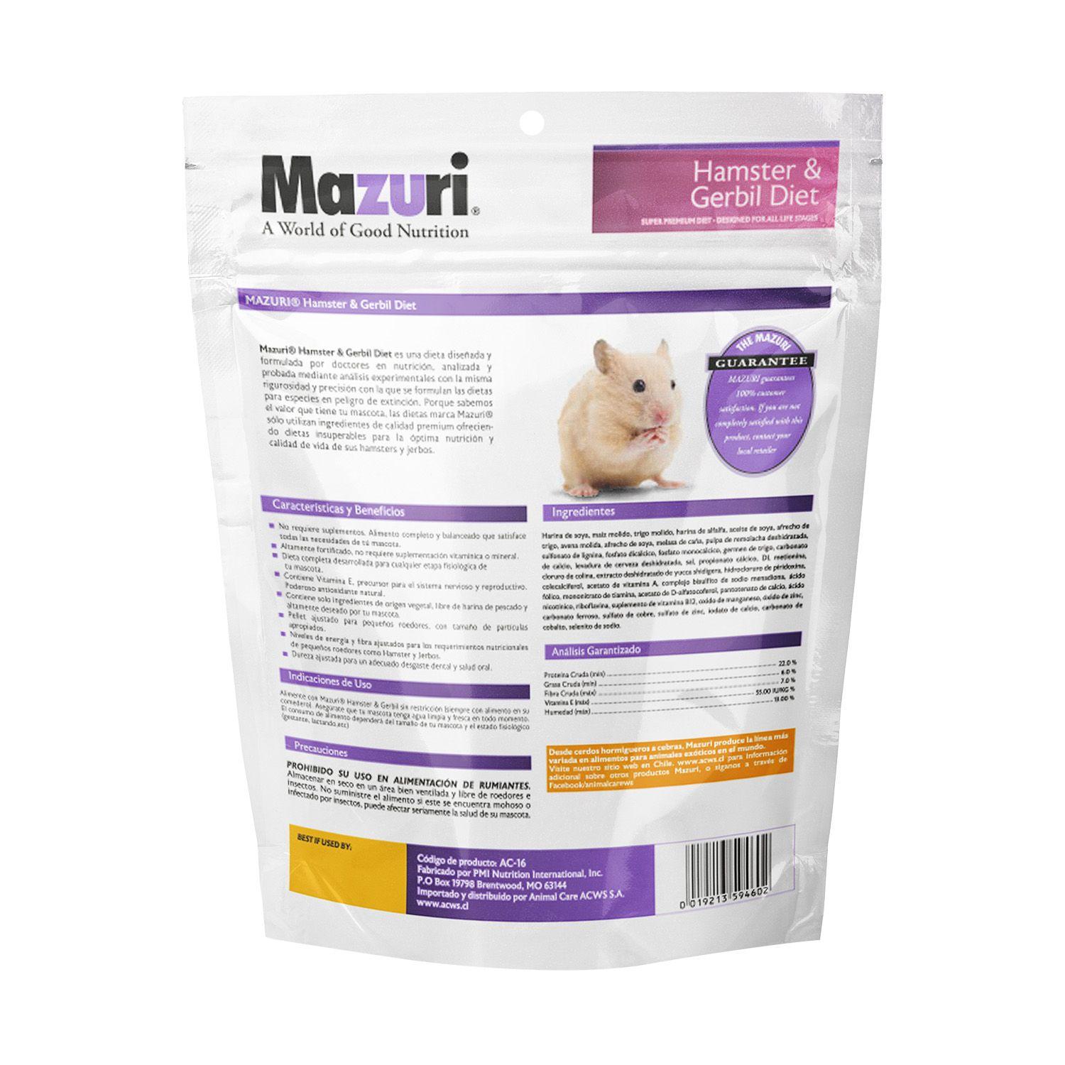 Mazuri Alimento Hamster y Jerbo 350 gr Pack X2-4