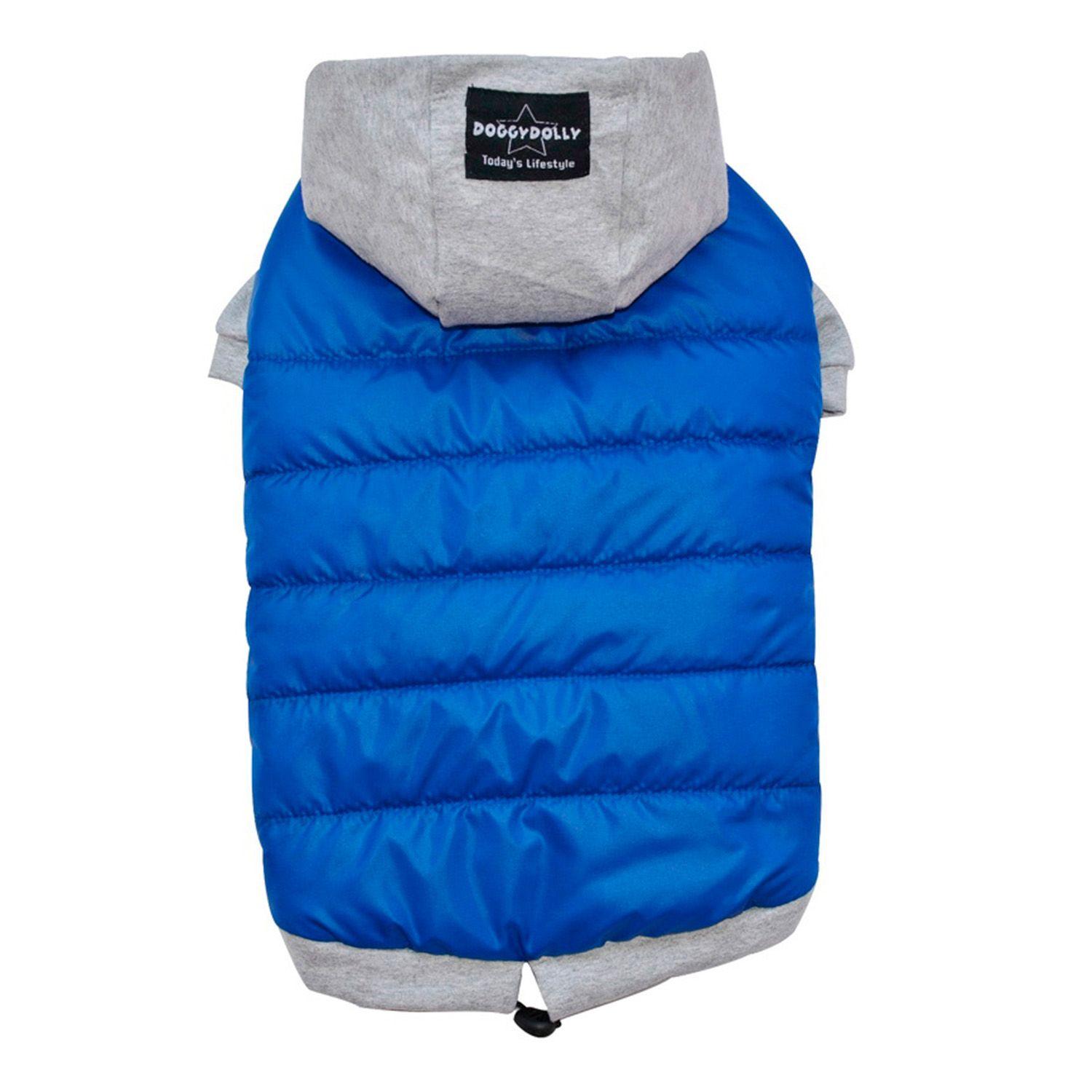 PARKA IMPERMEABLE AZUL Y NEGRA GORRO- L-2