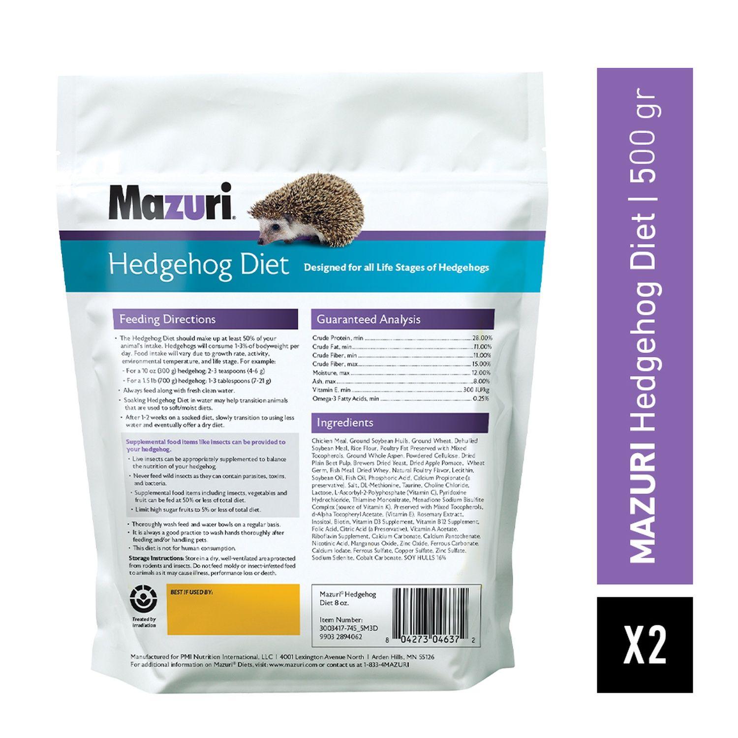 Mazuri Alimento Erizo de Tierra Diet 500 gr Pack X2-2
