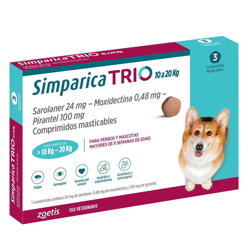 Simparica Trio Antiparasitario X3 Comp Perros 10 - 20 Kg-0