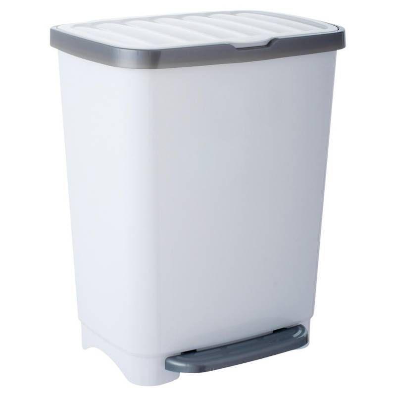 BASURERO PEDAL 25 LTS BLANCO GRIS-0