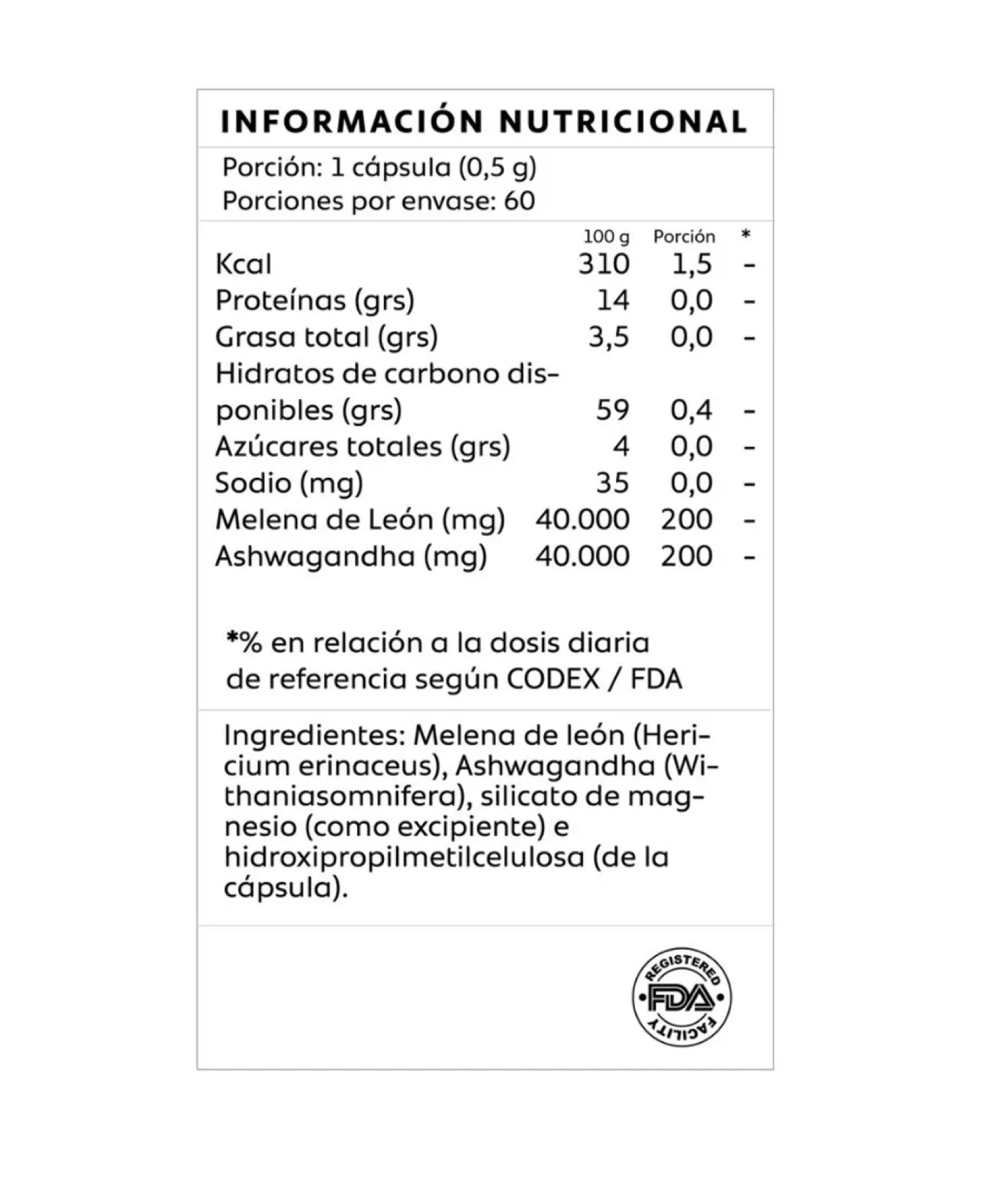 Melena de León + Ashwagandha, 60 cápsulas, Mind Nutrition-2
