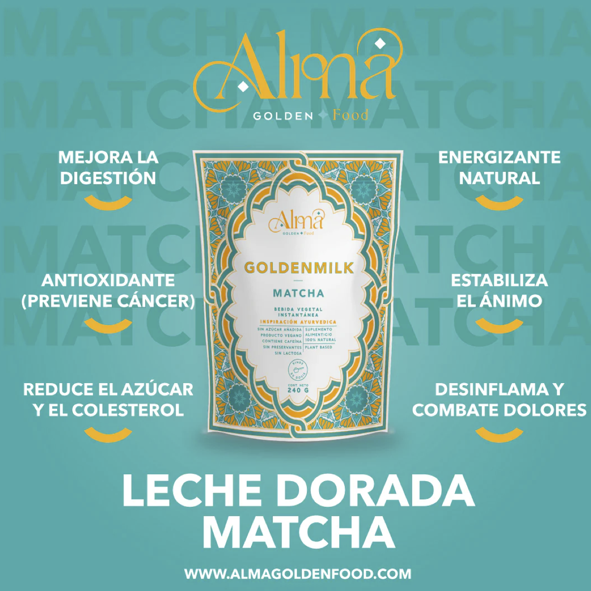 Matcha Golden Milk 240 Grs Leche Dorada Alma Golden Food-3