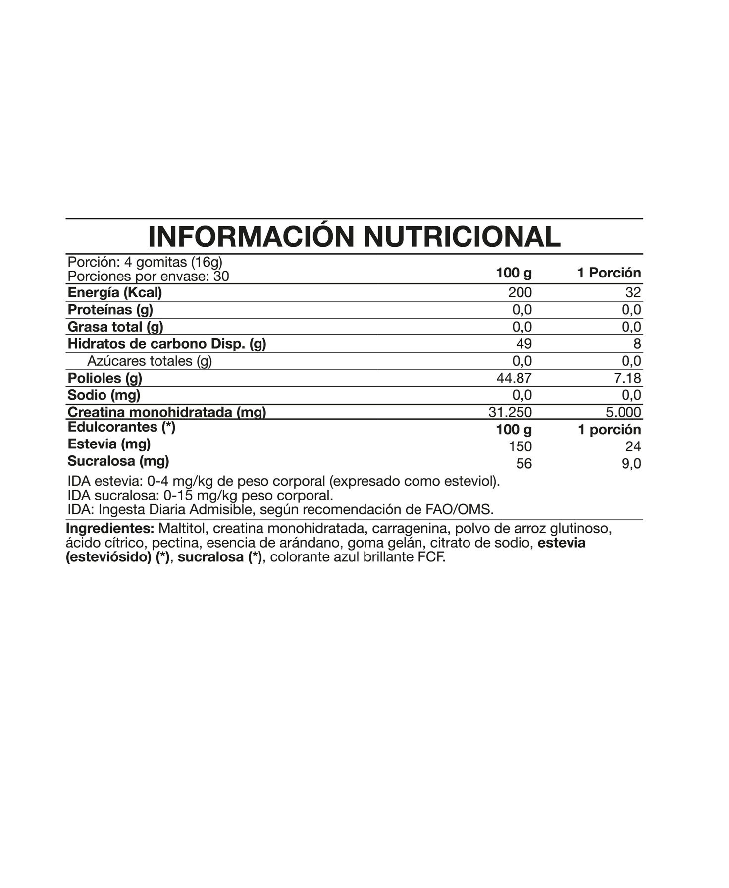 Deliciosas gomitas de creatina, 120 gomitas, Foodtech-1