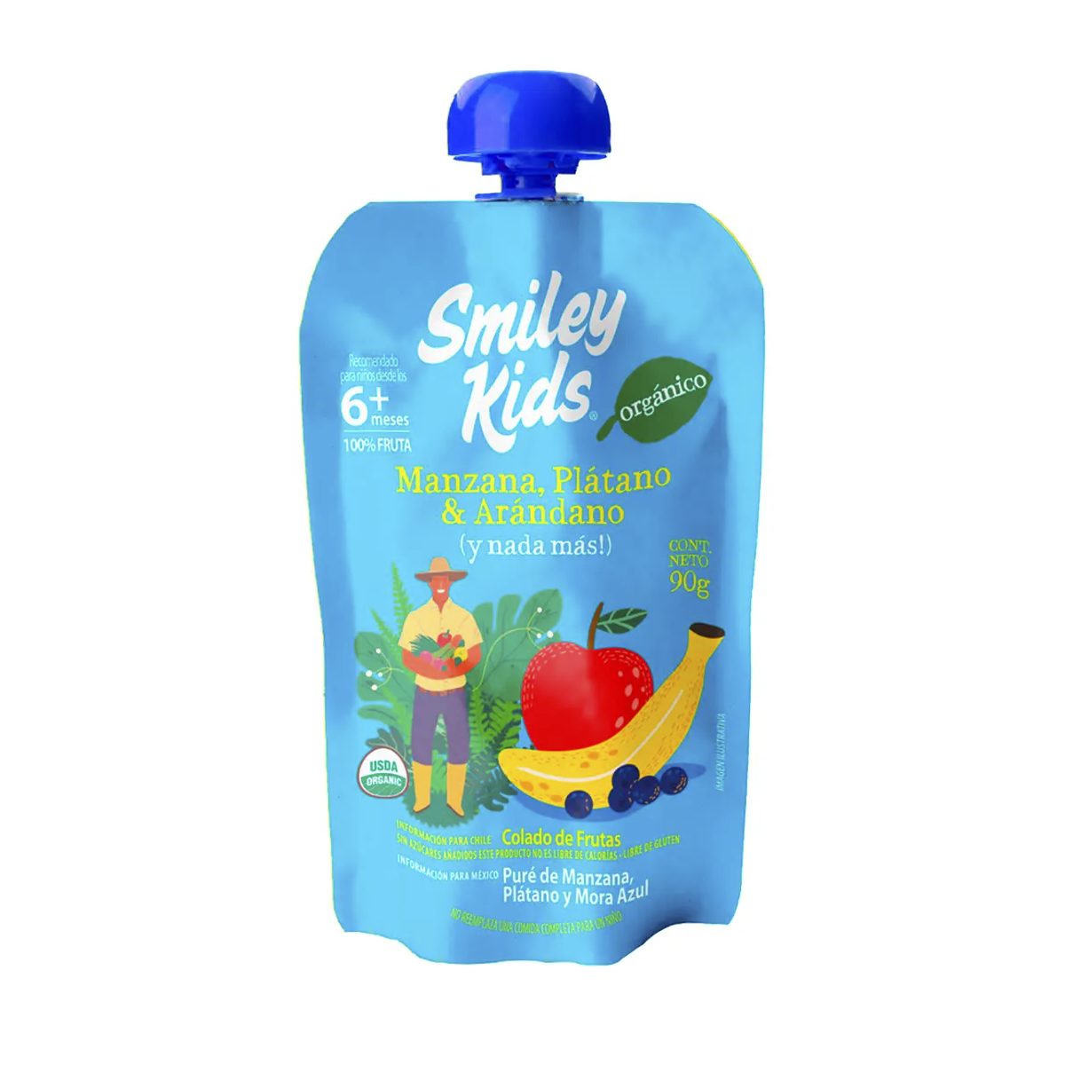 Pack 8 Colado Orgánica Manzana Plátano Arándano, Smiley Kids-1