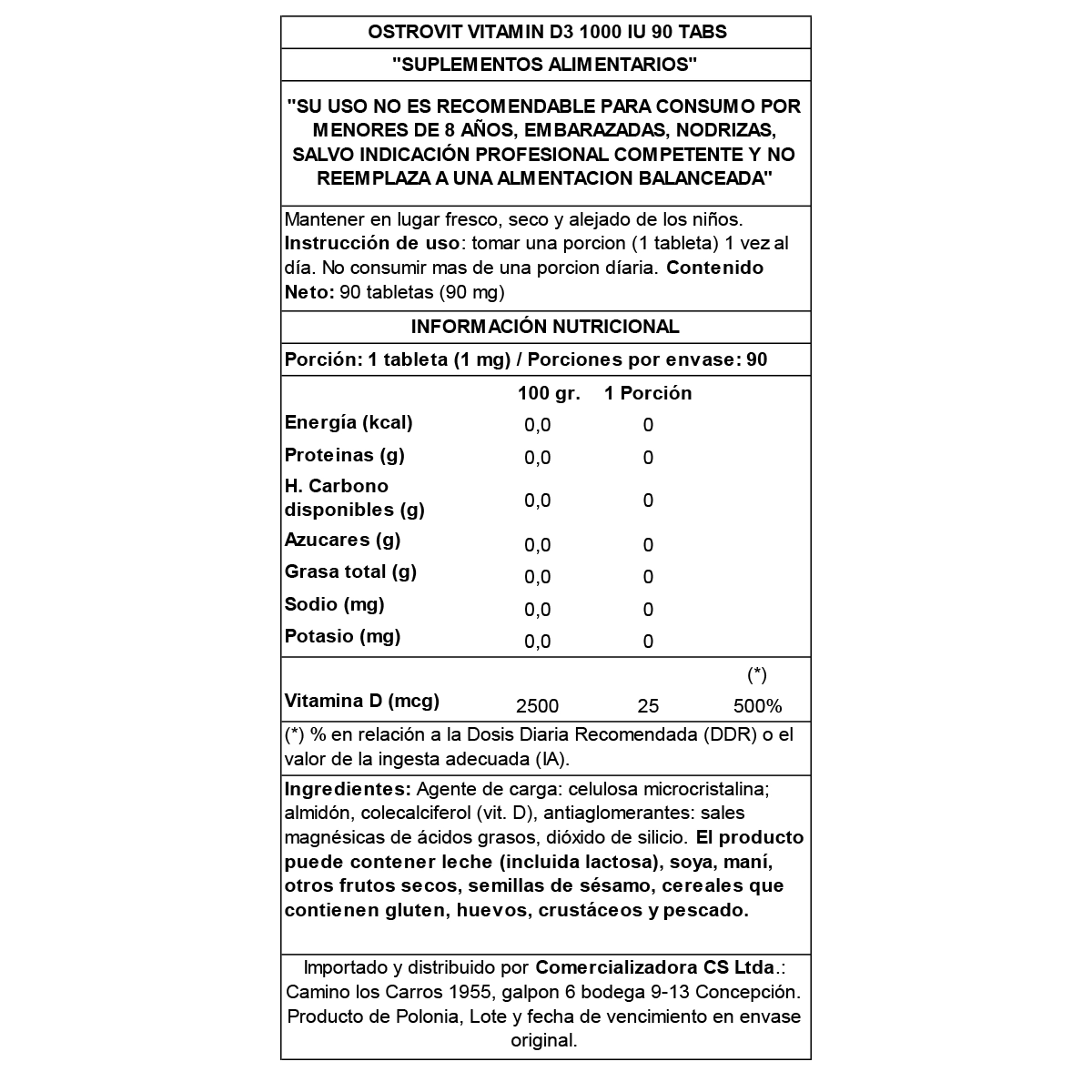 Vitamina D3 1000 Iu 90 tabs Ostrovit-3