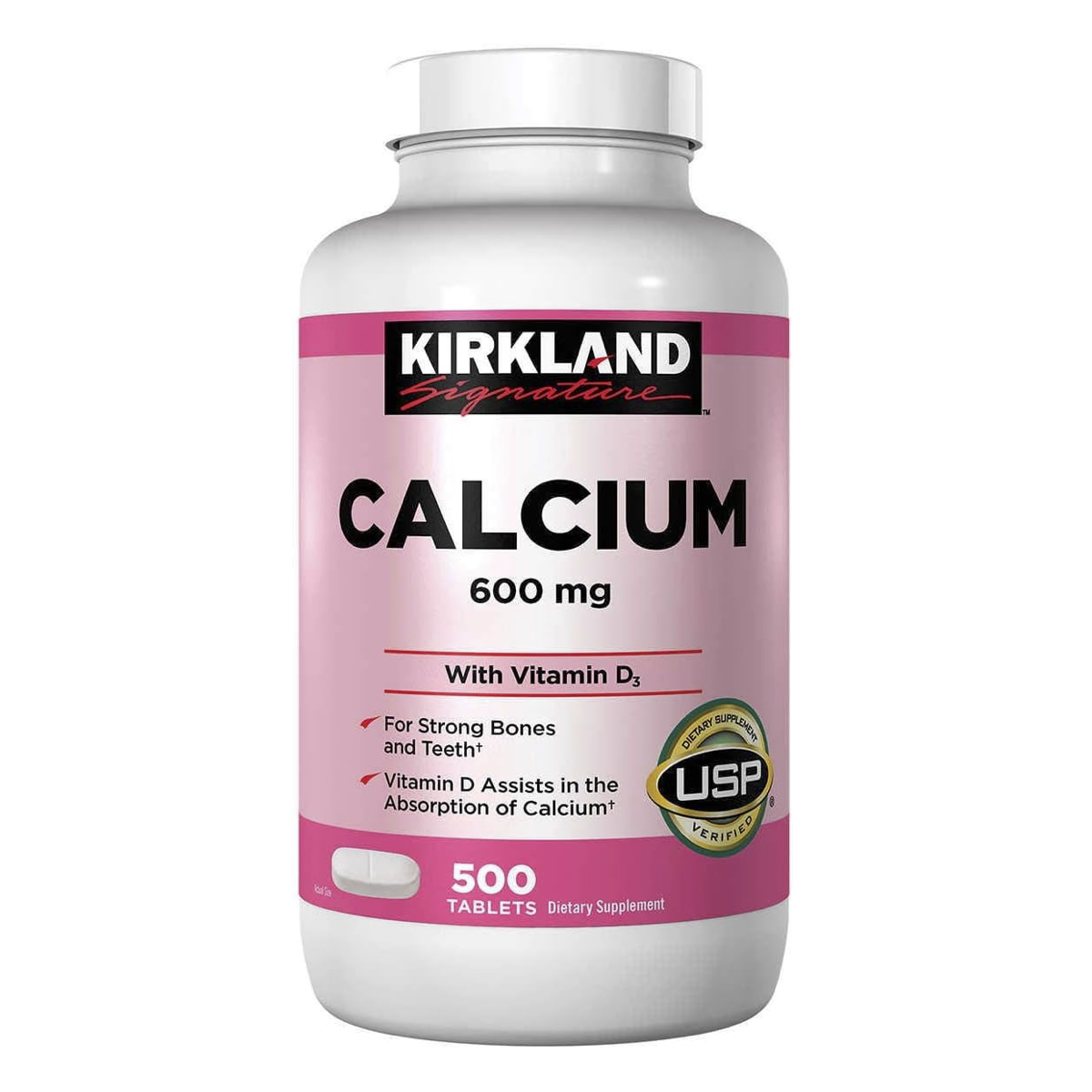 Calcio 600 mg con Vitamina D3, 500 tabs, Kirkland, USA-0