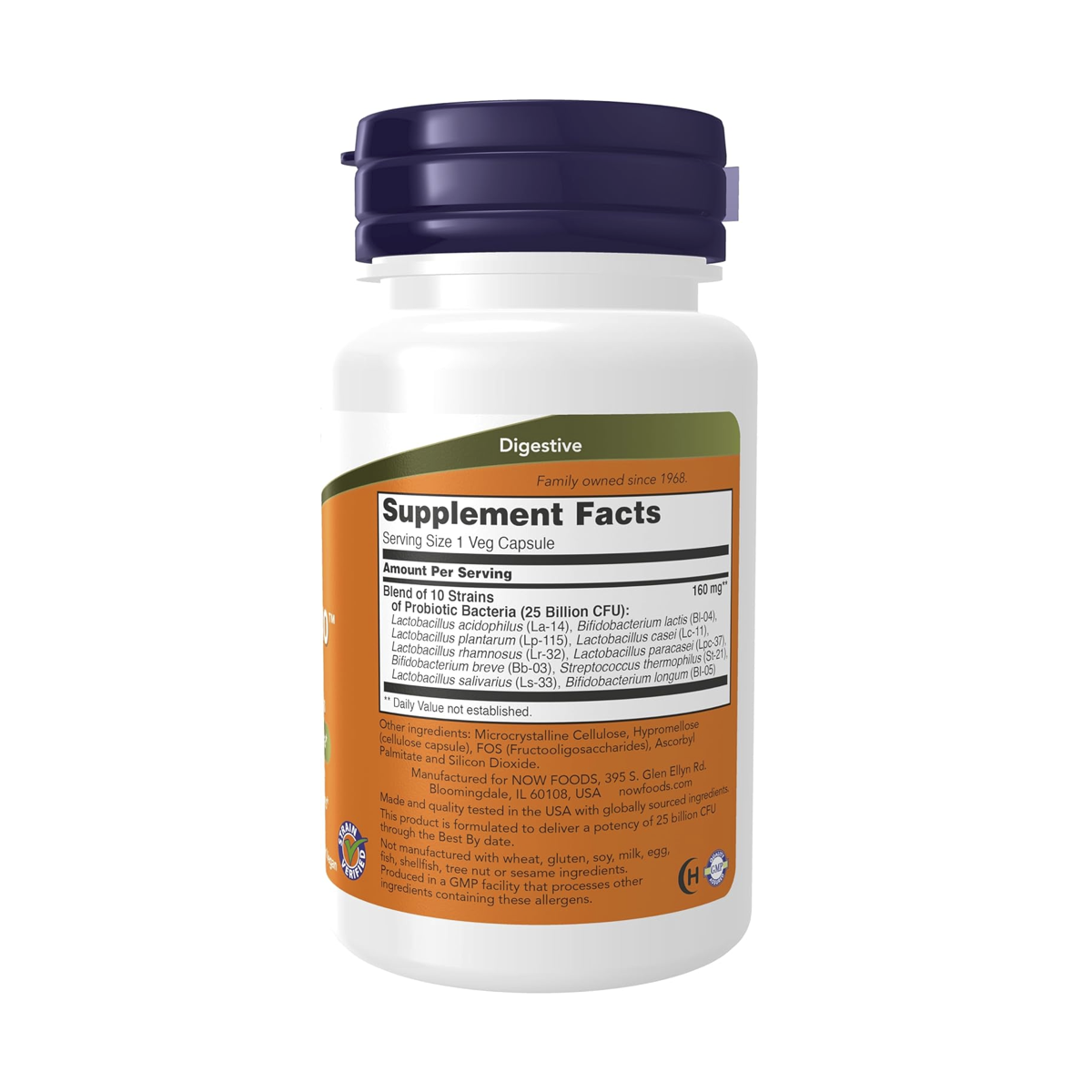 Probiotic-10 25 Billones 50 Cápsulas Veganas, Now Foods, USA-2