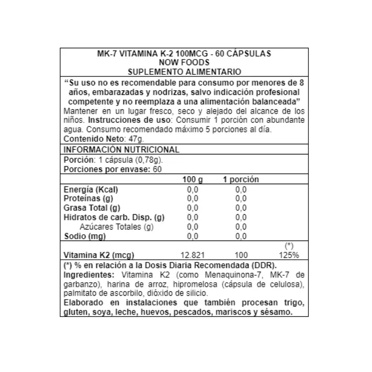 Mk-7 Vitamina K2 100 Mcg, 60 Veg Caps, Now Foods, Usa-2