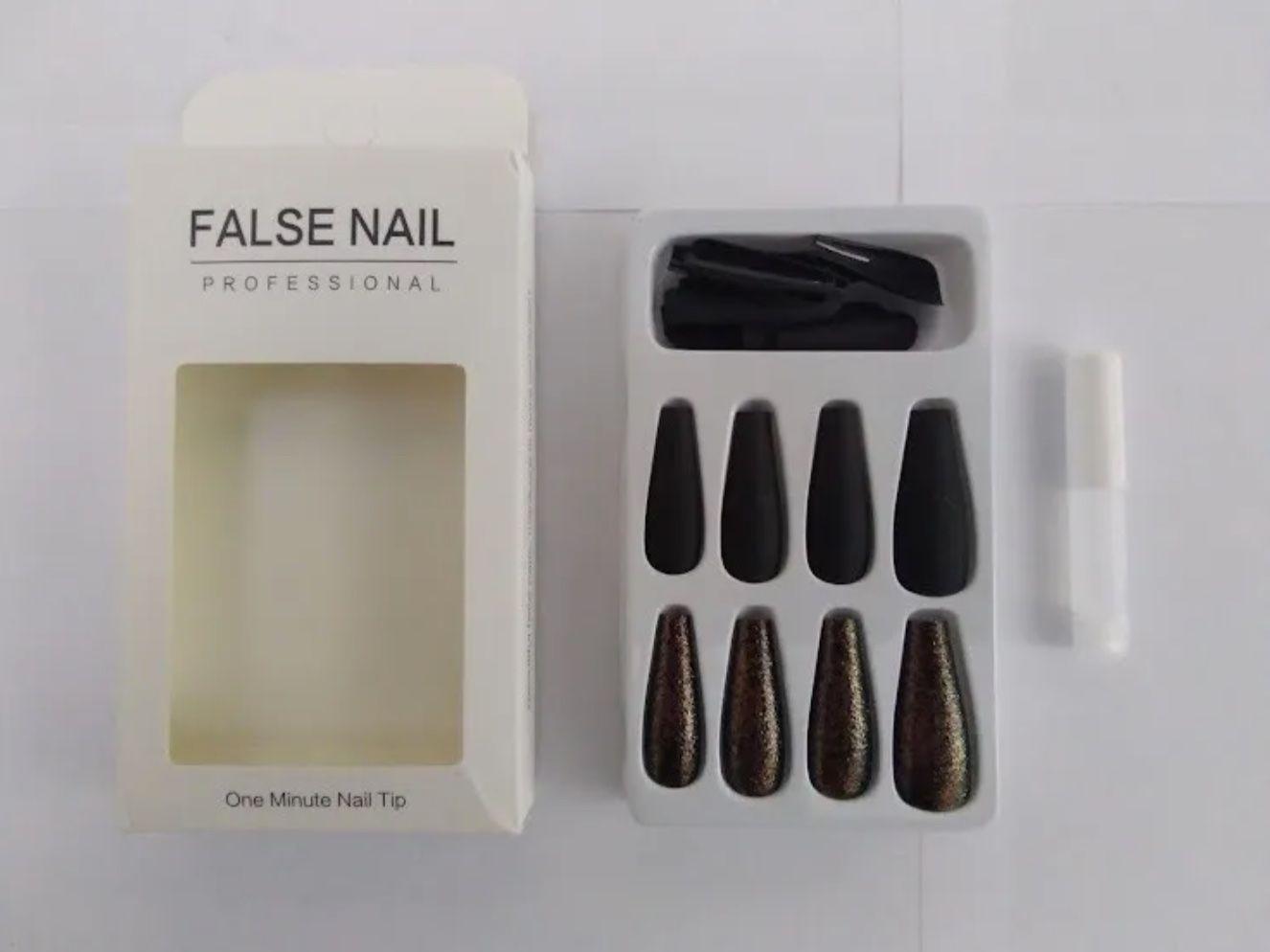 Press On Manicure, Kit Uñas Postizas Con Diseños, Largo M9-2