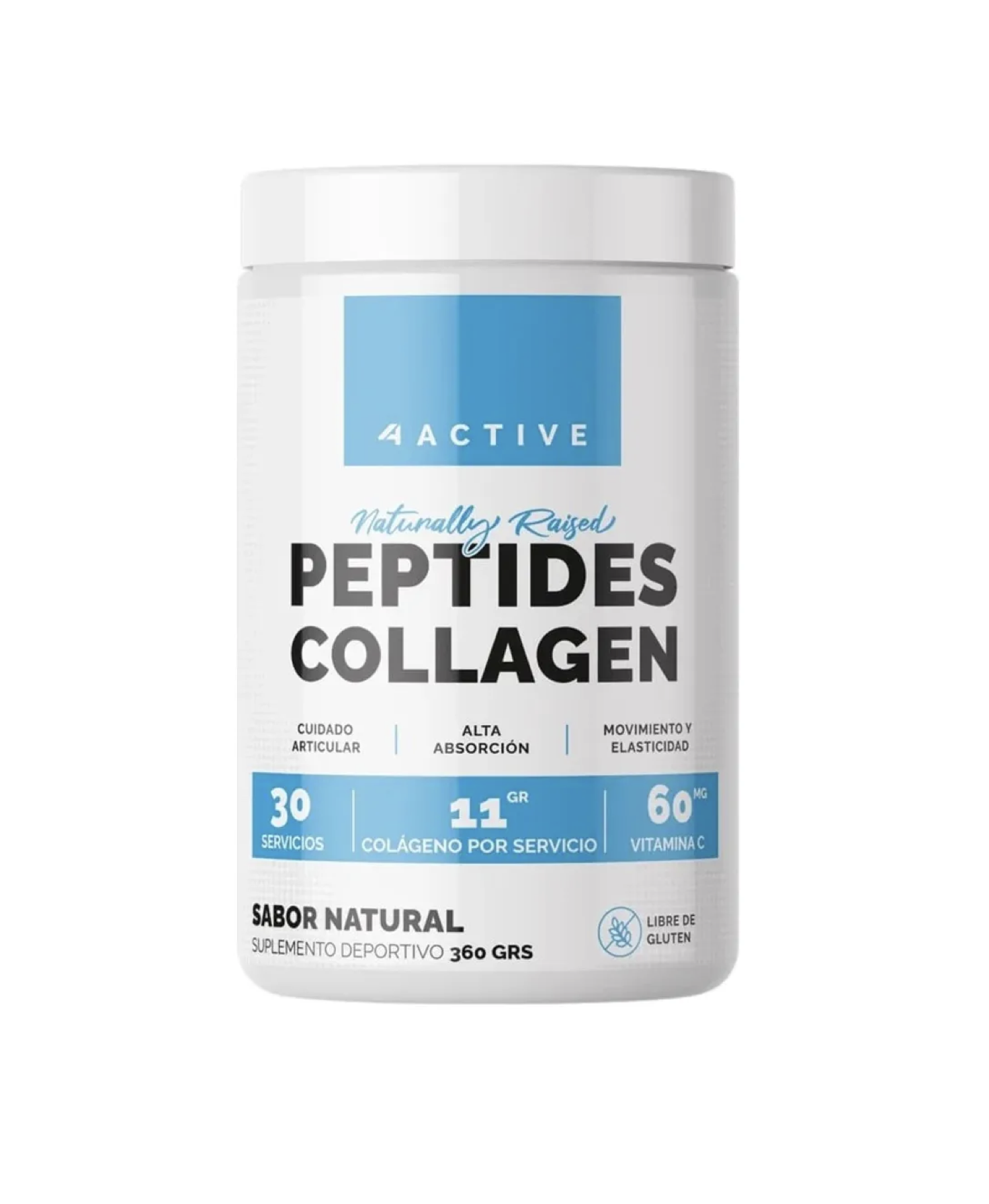 Peptidos de Colágeno con vitamina C, 4Active, 30 servicios, 11g Colágeno-0
