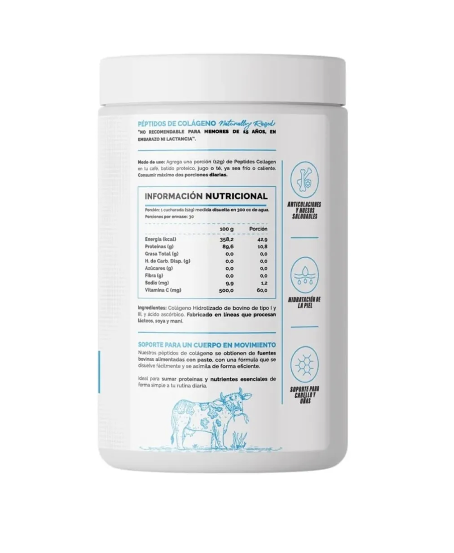 Peptidos de Colágeno con vitamina C, 4Active, 30 servicios, 11g Colágeno-1